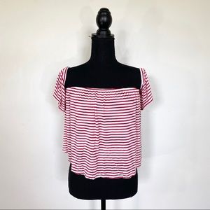 Mossimo Striped Off the Shoulder Crop Top
